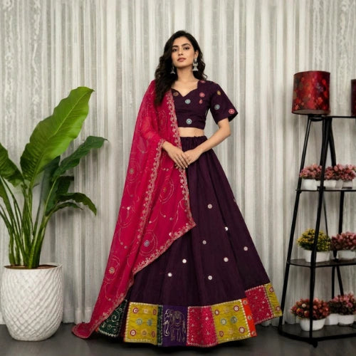 Gulbahar Aari Mirror Embroidered Lehenga Set