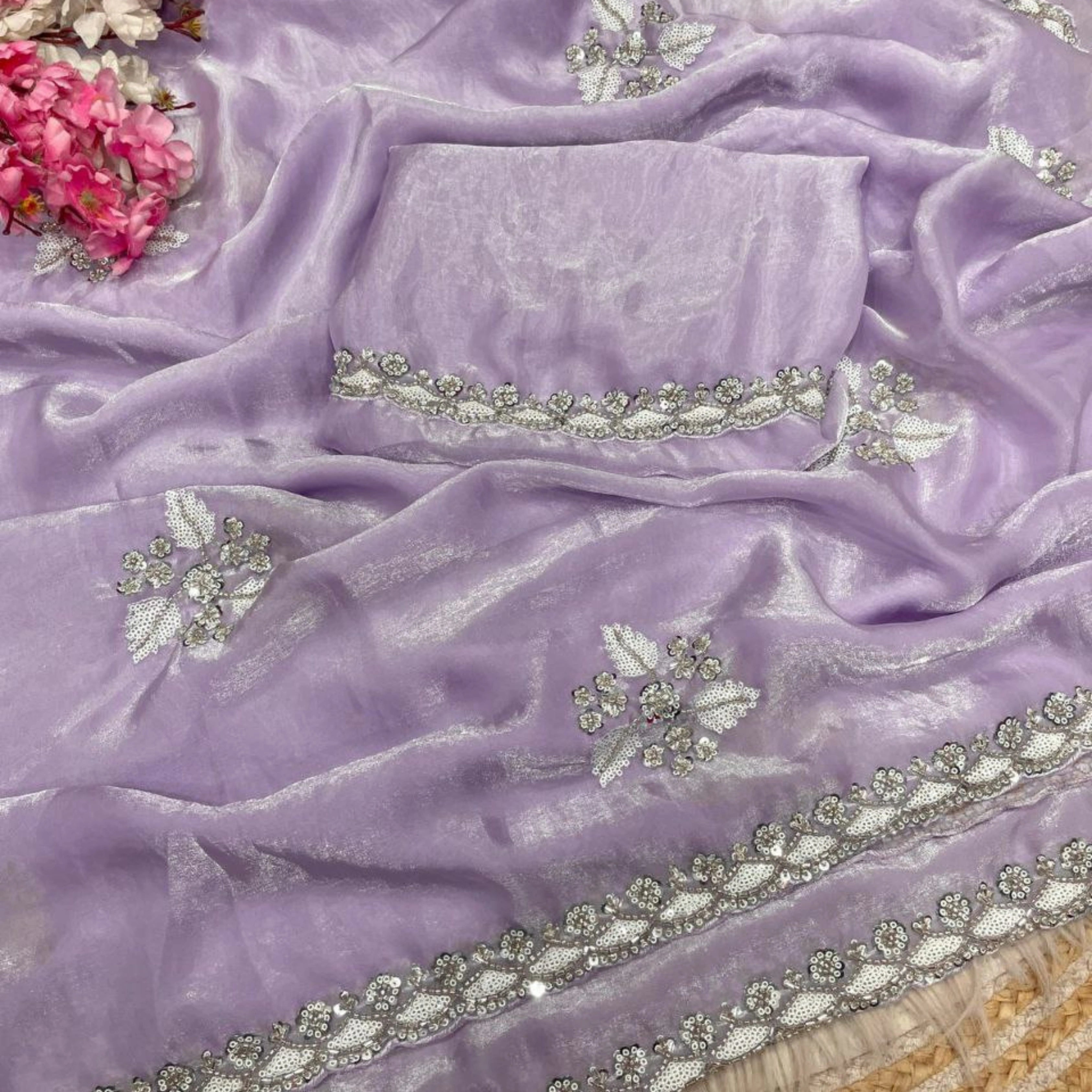 Royal Fandy Satin Sequence C-Pallu Saree