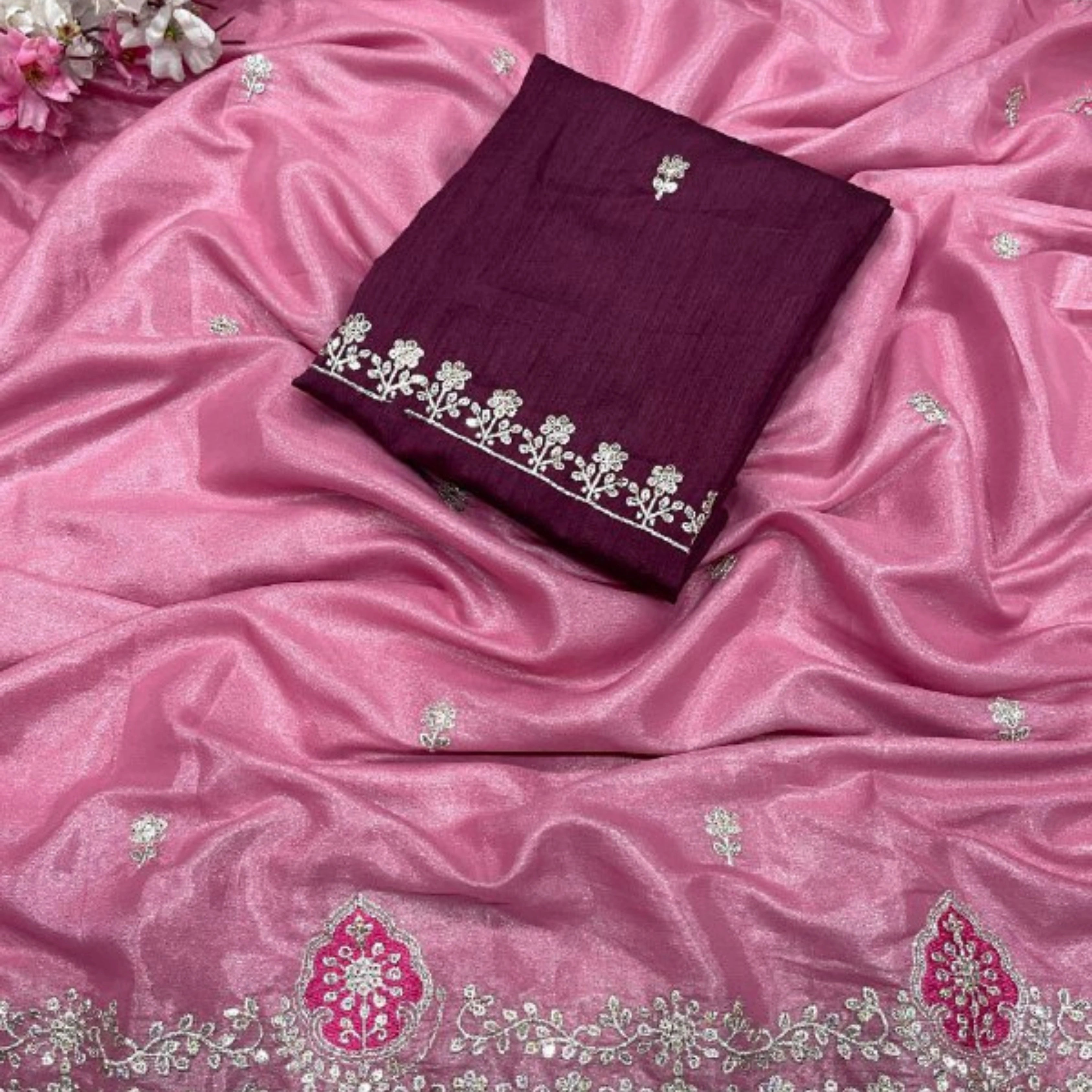 Royal Blooming Chocolate Silk Festive Saree