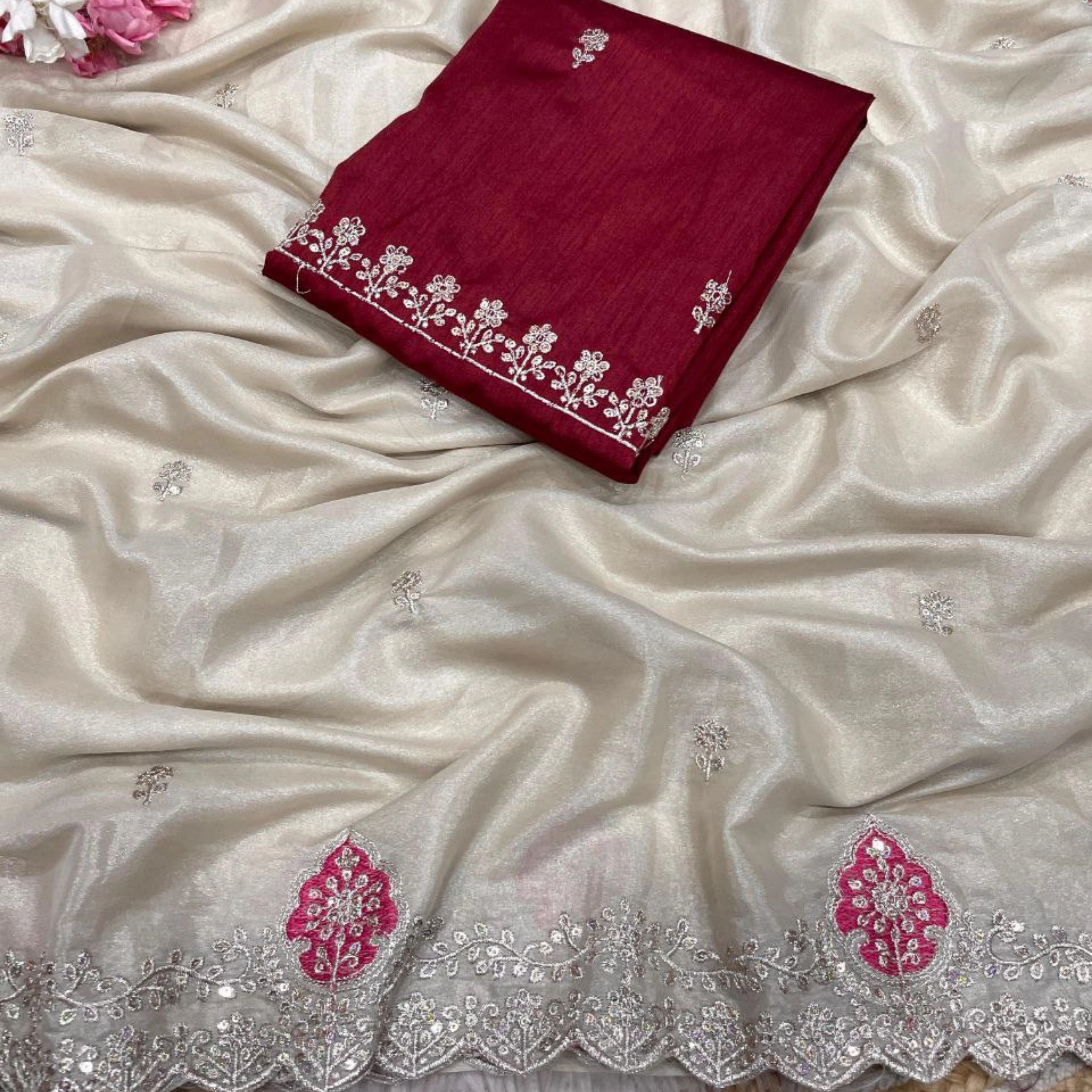 Royal Blooming Chocolate Silk Festive Saree