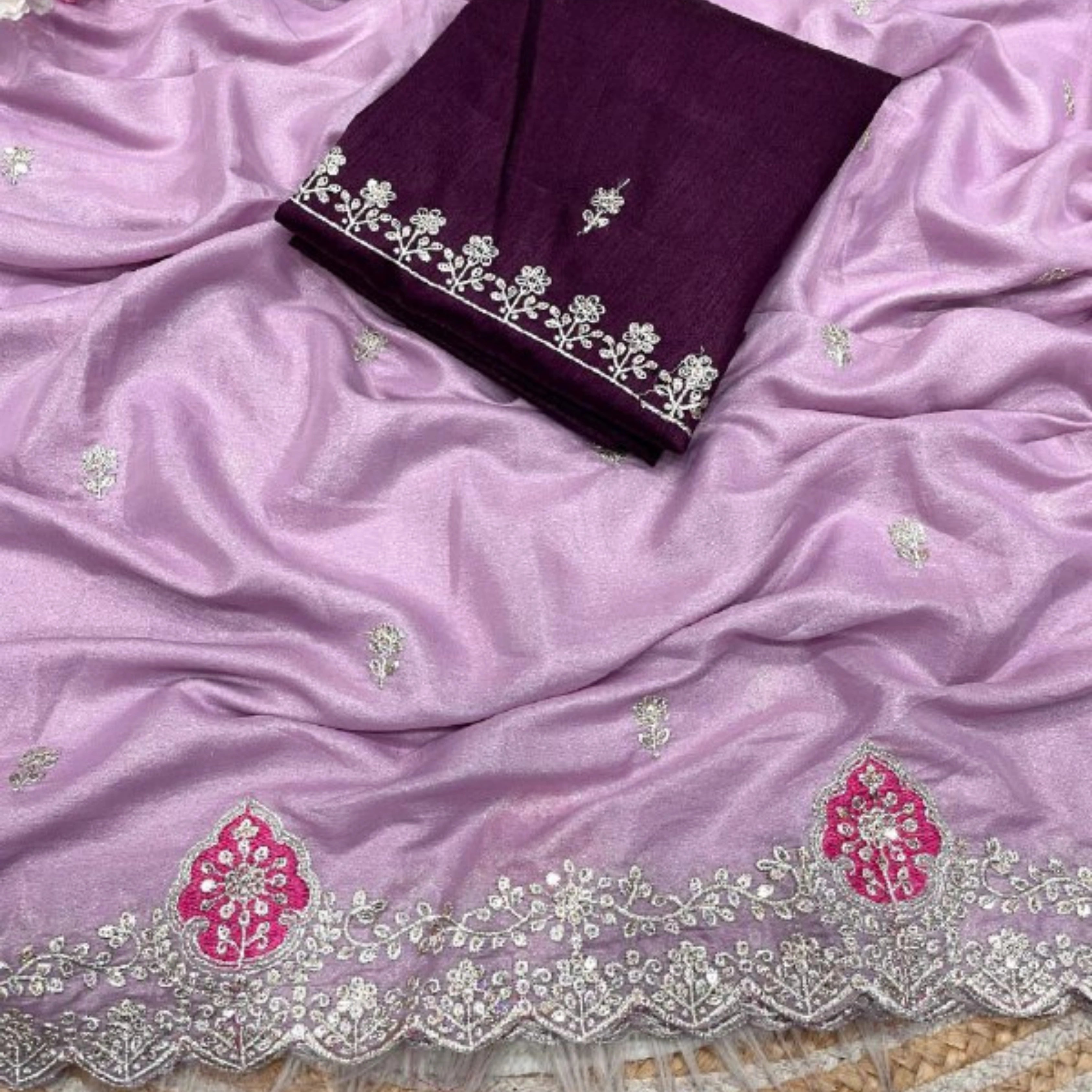 Royal Blooming Chocolate Silk Festive Saree