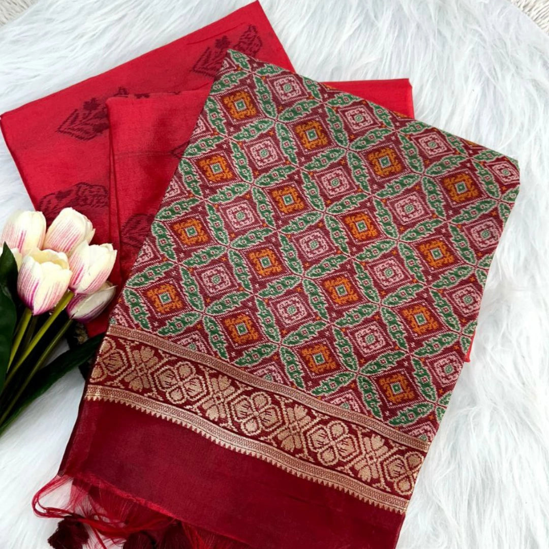 Chanderi Silk Saree with Patola Pallu