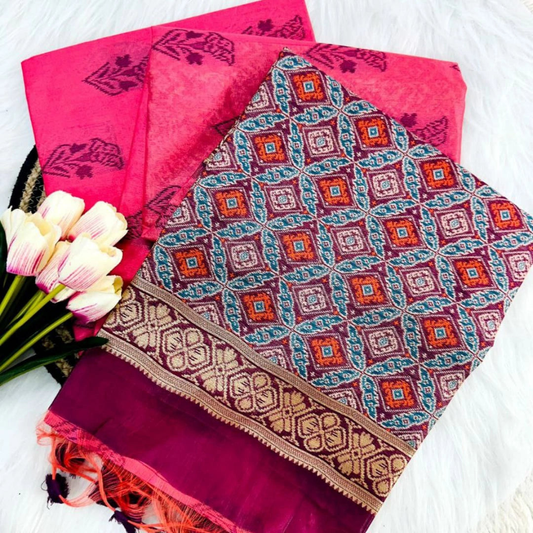 Chanderi Silk Saree with Patola Pallu
