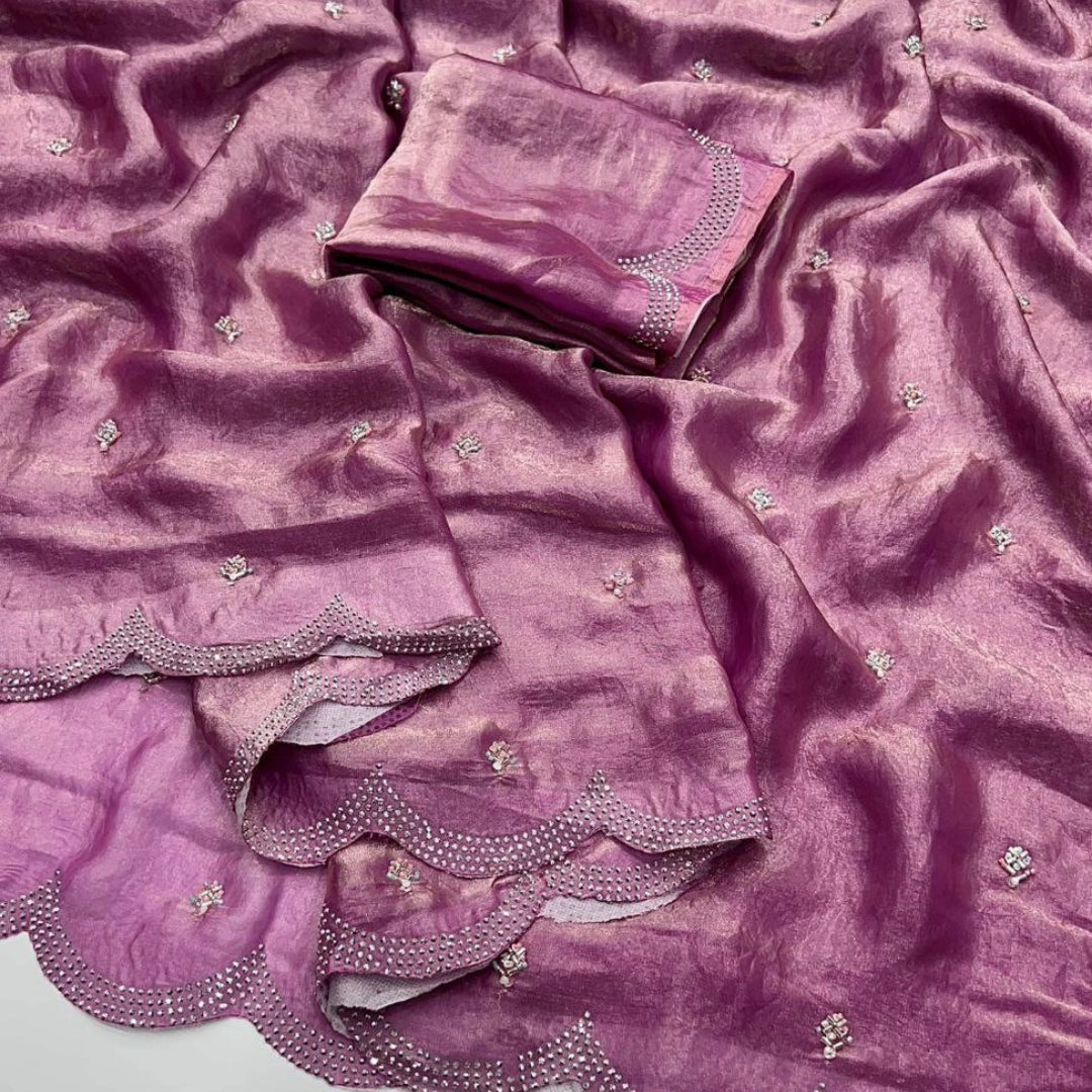 Fendy Satin Dual Shade Saree with Diamond Border