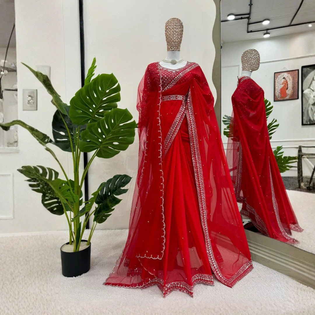 Karwa Chauth Tibby Silk Saree Set