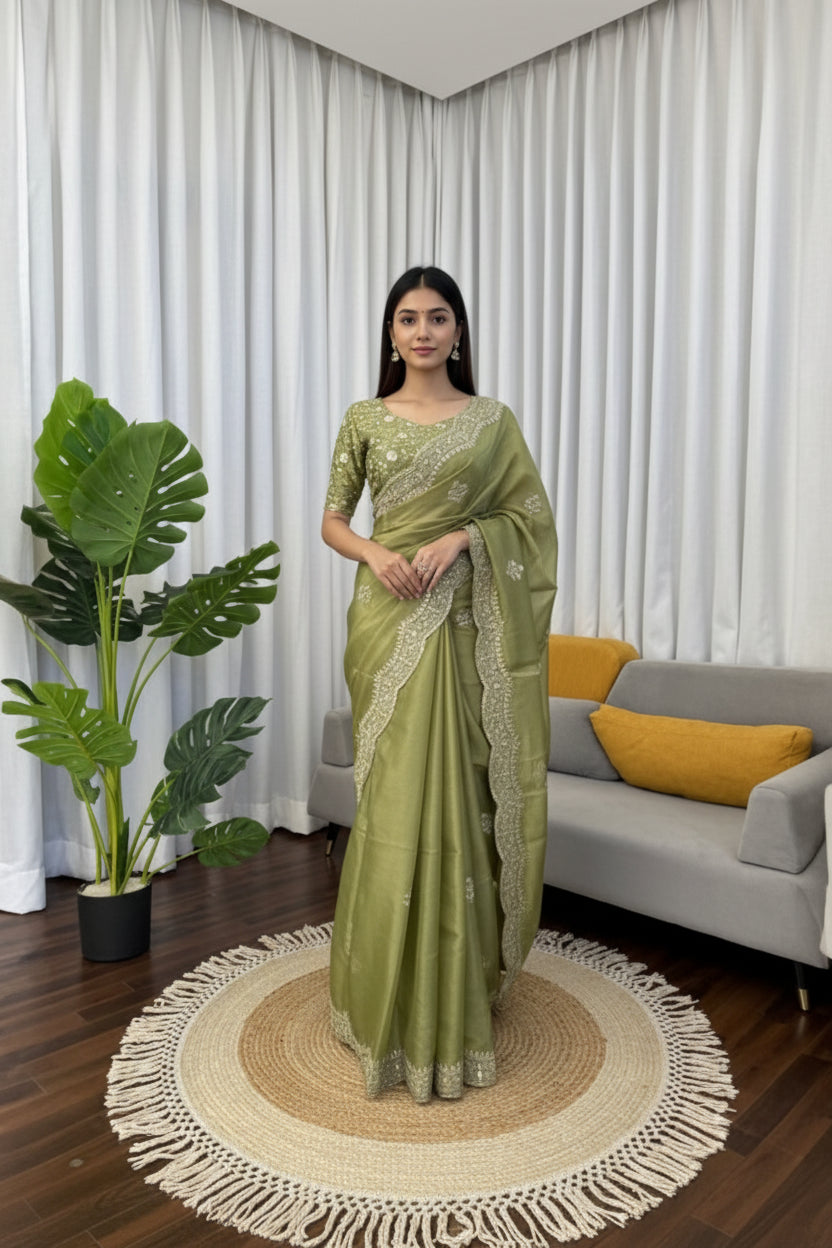 Zareen Olive Luxe Saree