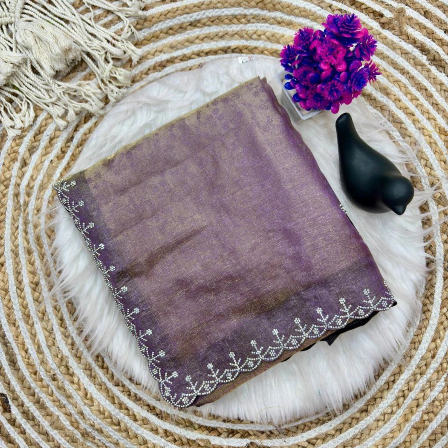 Fendi Satin Swarovski Border Saree