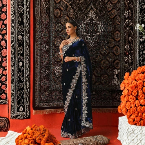 Noor Viscose Velvet Designer Saree