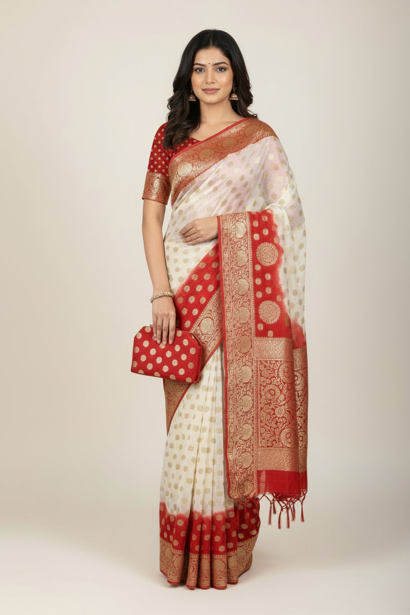 Riwaaz Red Jacquard Saree