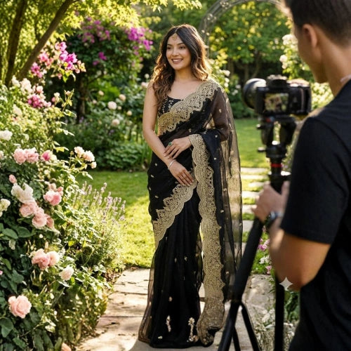 Noor Sequin Chiffon Saree