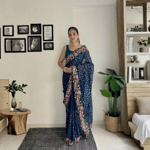 Gulnaar Bloom Georgette Saree