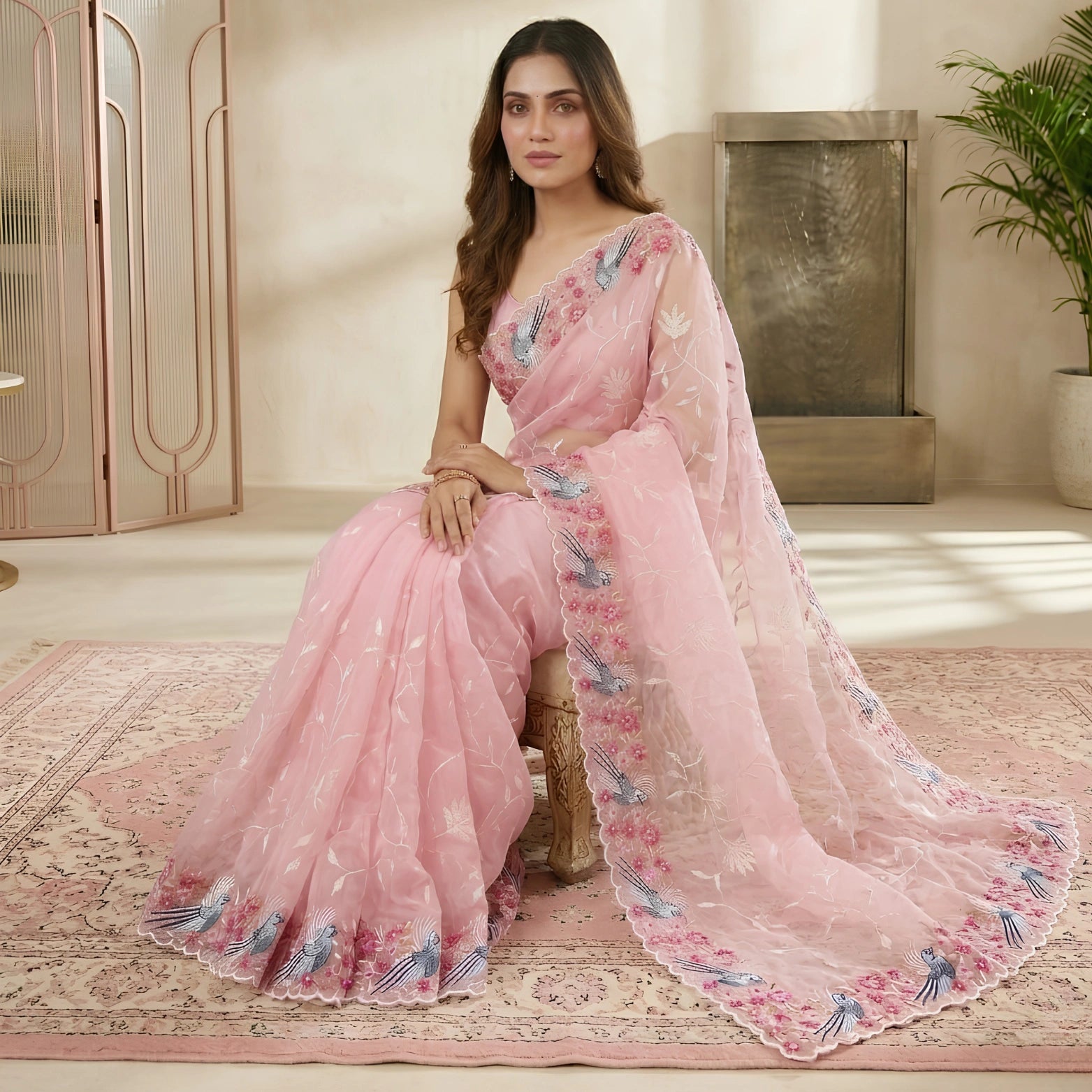 Premium Soft Organza Silk Saree with Multithread Embroidery & Sequins