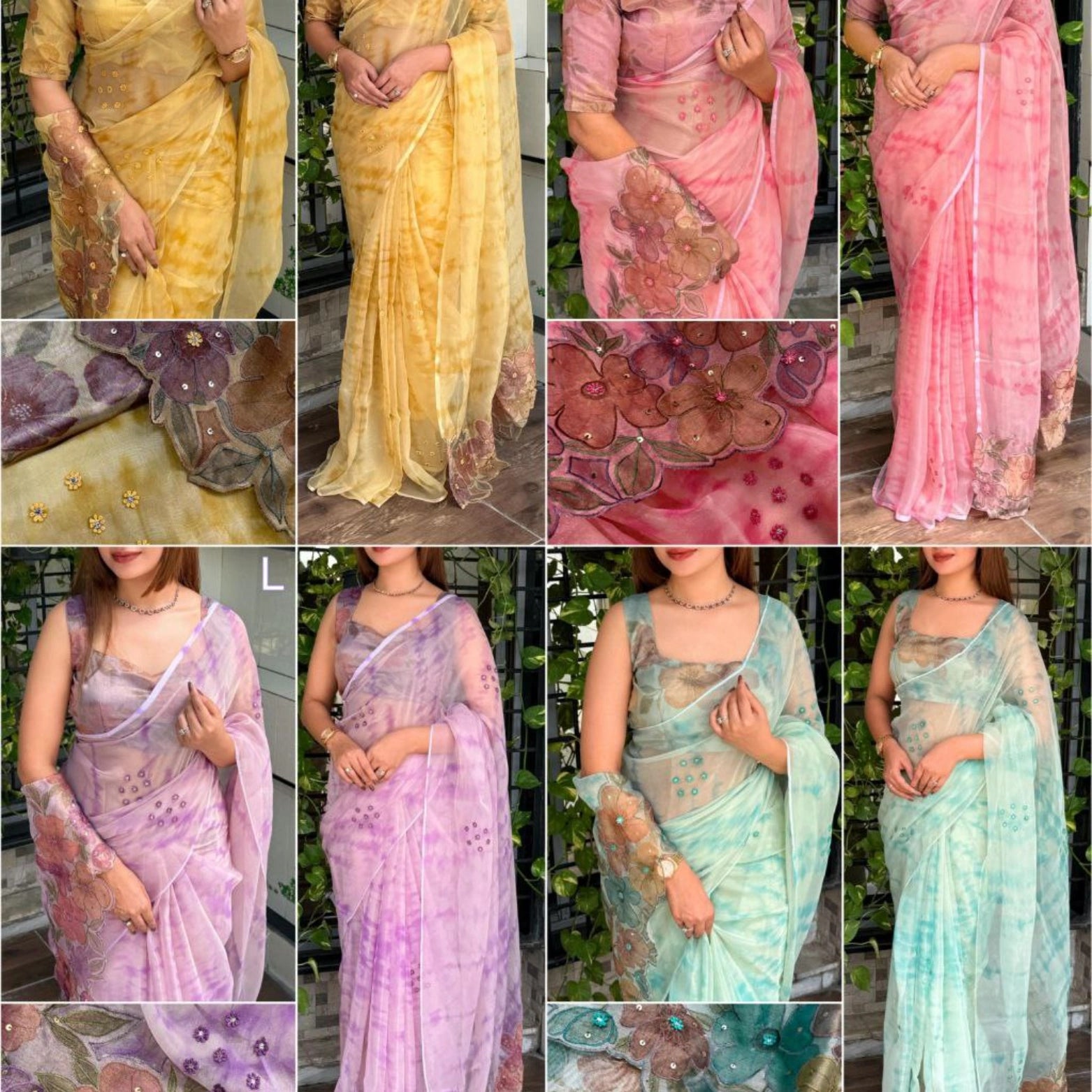 Pure Soft Glass Tissue Saree with Hand Appliqué Work
