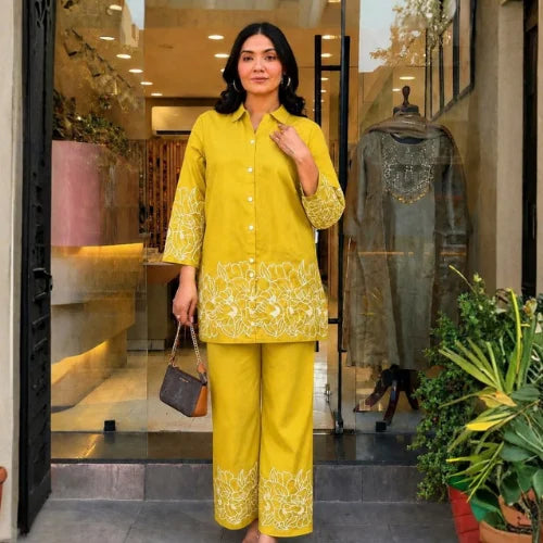 Heavy Rayon Embroidered Kurti & Palazzo Set