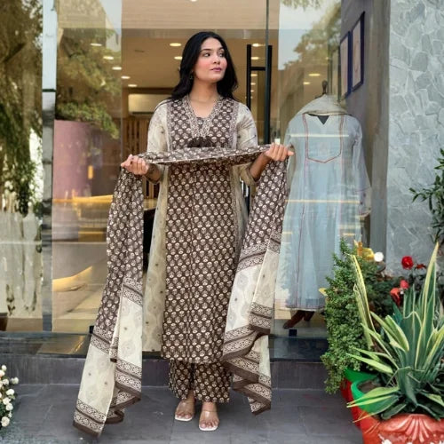 Sharmili Jaipur Pure Cotton 3-Piece Suit Set