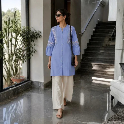 Heavy Rayon Embroidered Kurta Palazzo Set