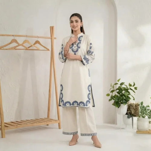 Premium Cora Cotton Mirror Work Kurta Set