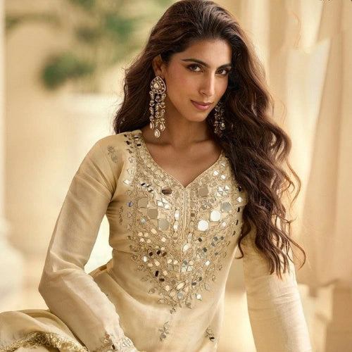 Sayuri Vichitra Silk Mirror Work Suit Set