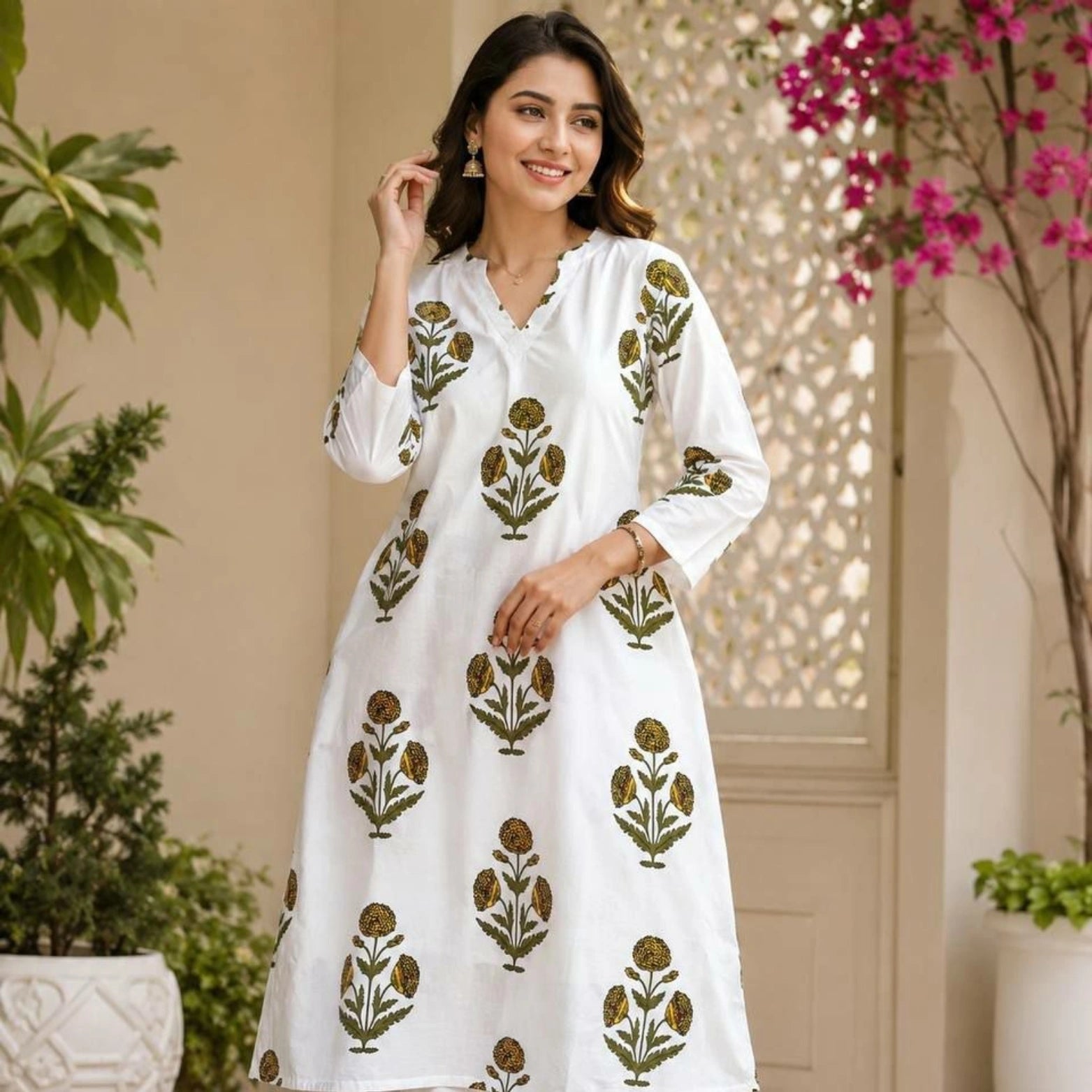 Maria Rayon Slub Printed Kurta Pant Set
