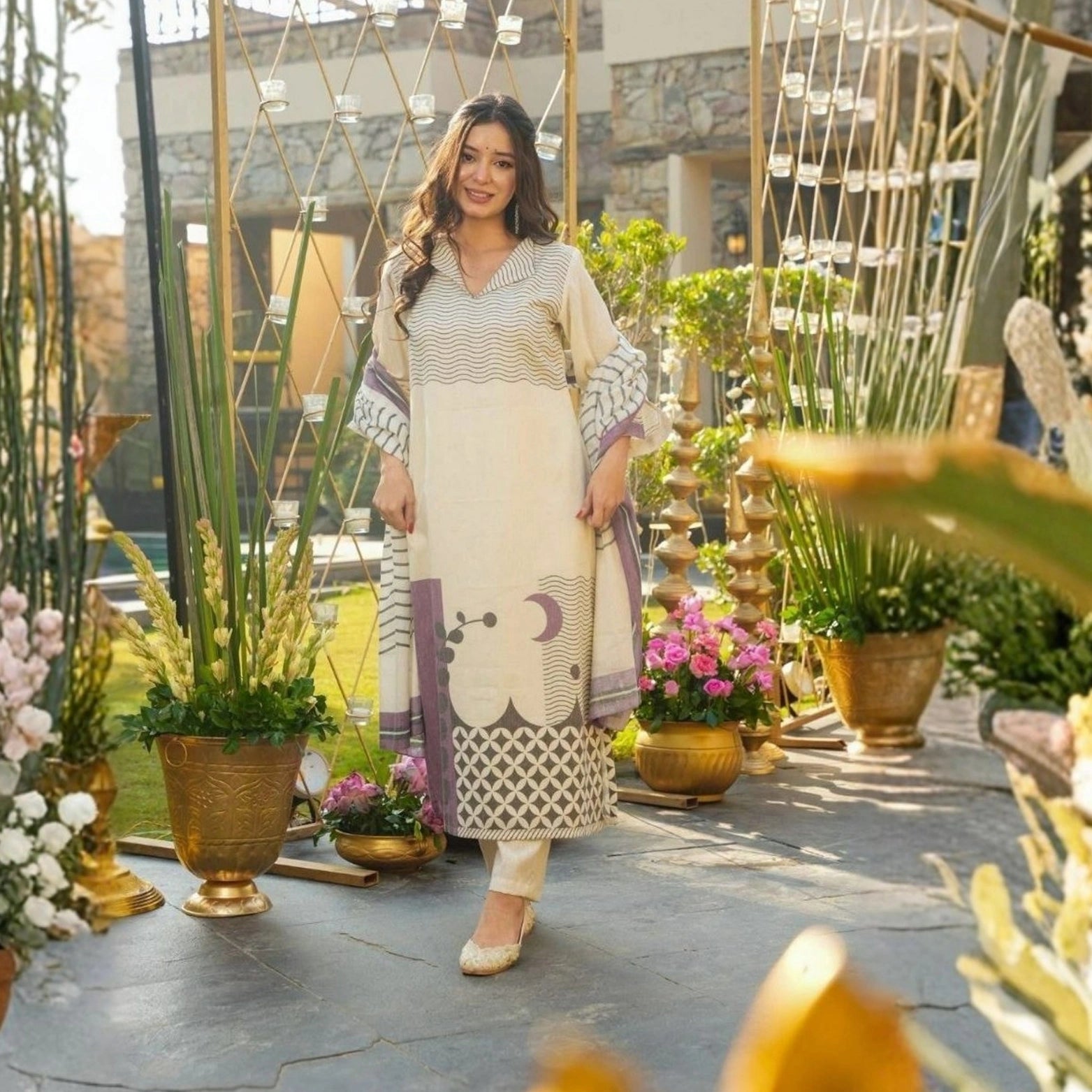 Printed Muslin Kurta Set with Muslin Dupatta