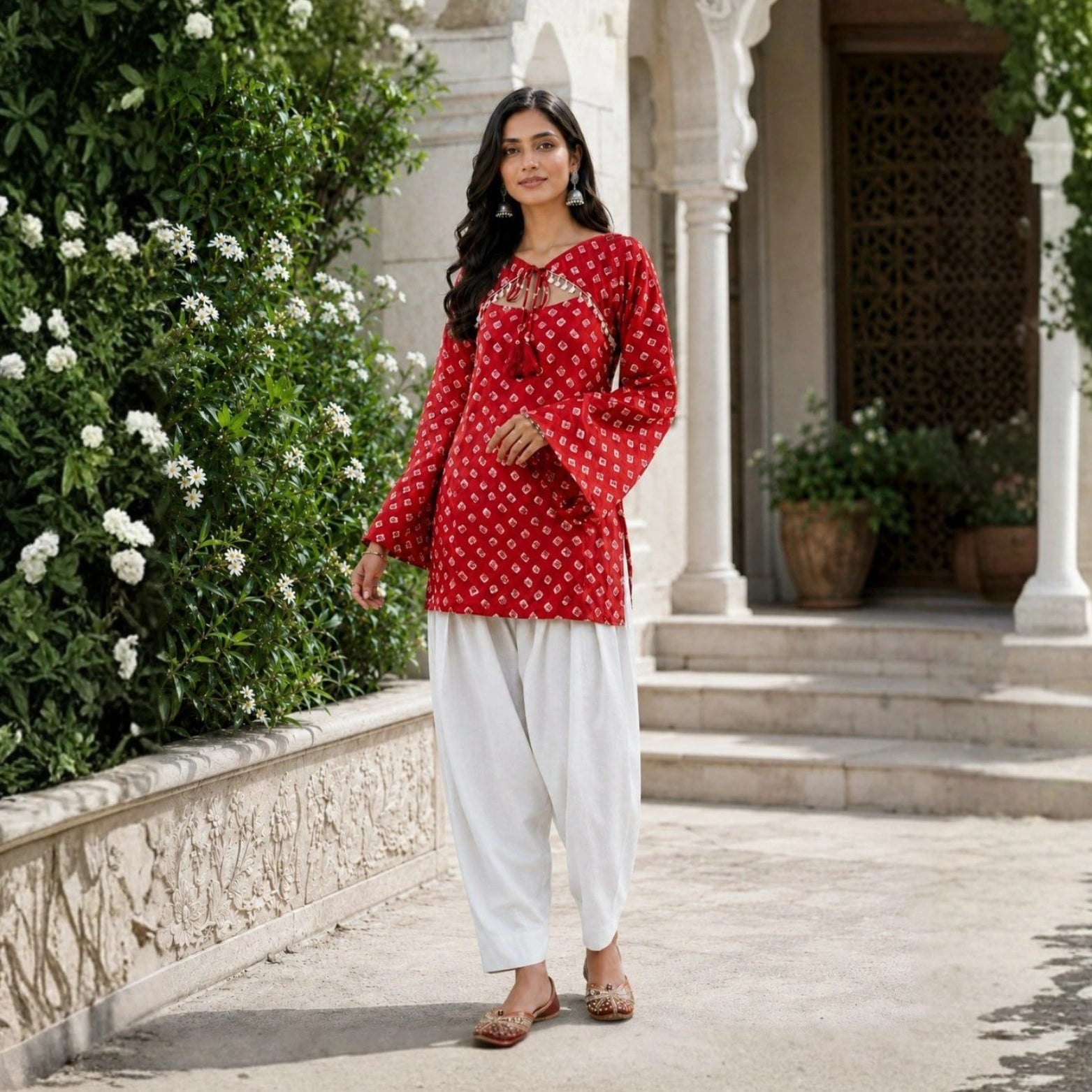 Pure Cotton Bandhej Print Co-ord Set with Farsi Pants