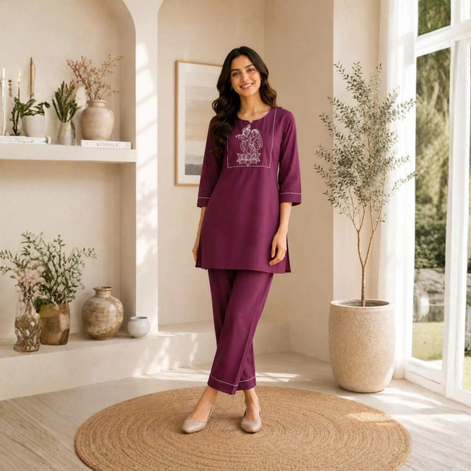 Premium Slub Cotton Kurti Palazzo Set