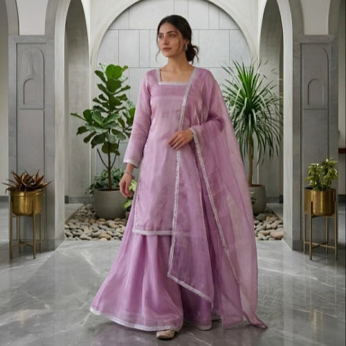 Aarohi Lace Silk Palazzo Set