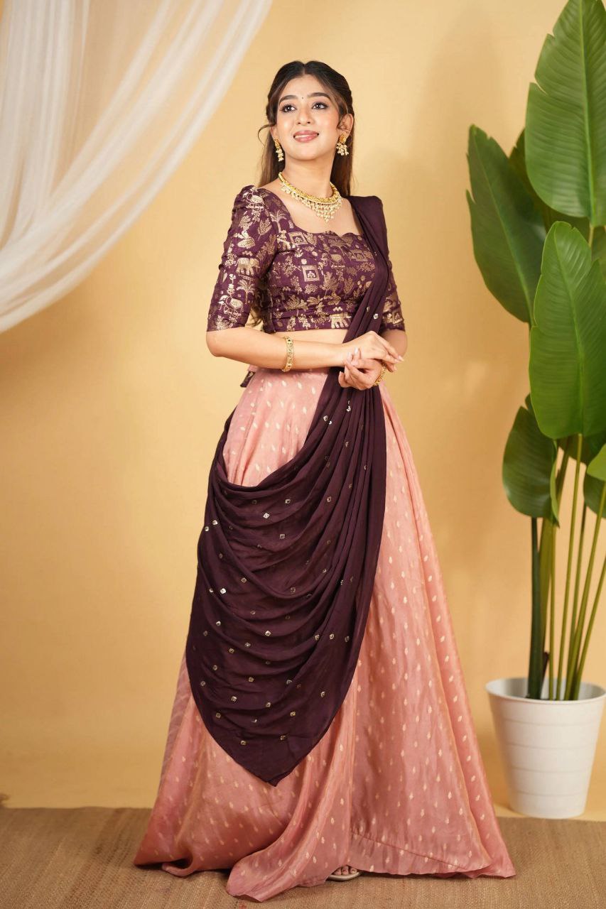 Banarasi Zari Silk Semi-Stitched Lehenga Set